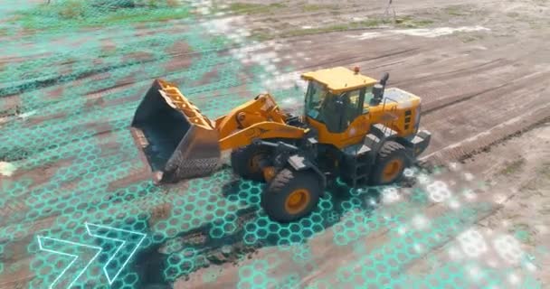 Smart Bulldozer Construction Site Smart Building Concept Construction Visualization Artificial — Stock Video