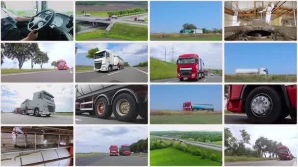 Transportation Liquid Cargo Transportation Goods Tanks Transportation Liquids Multiscreen Logistics — Stock Video