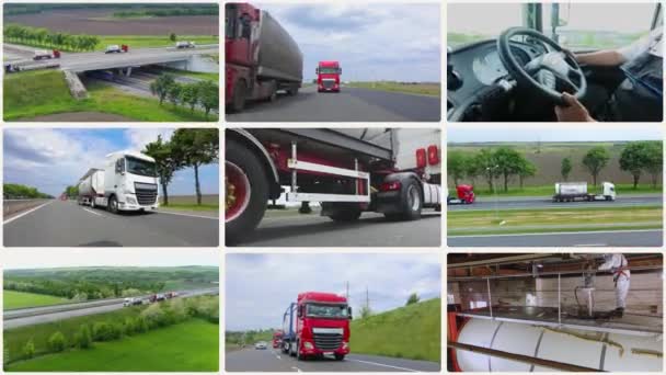 Sıvı Kargo Taşımacılığı Malların Tanklarla Taşınması Sıvıların Çoklu Ekranda Taşınması — Stok video