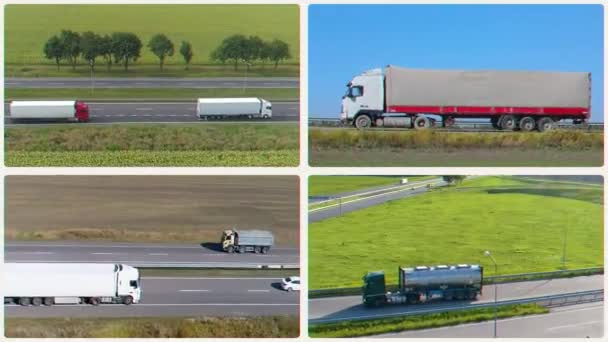国際貨物輸送 貨物輸送マルチスクリーン 国際物流マルチスクリーン — ストック動画