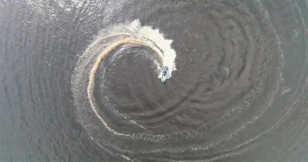 Aerial Photography Boat Sailing Circle — Stock Video