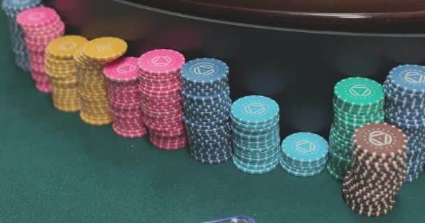 Gros Plan Sur Les Jetons Poker Des Jetons Casino Chips — Video
