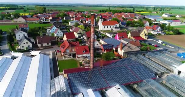 Binanın Çatısındaki Güneş Panelleri Modern Sera Kompleksi Büyük Sanayi Seralarının — Stok video