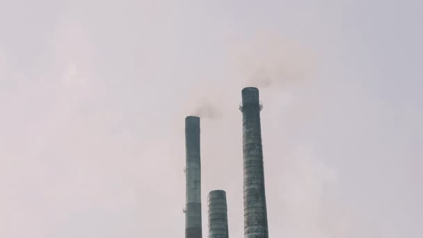 工厂的大烟囱冒出的白烟 冶金厂烟囱冒出浓重的白烟 — 图库视频影像