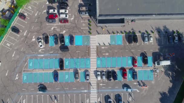 Sprytny Widok Góry Inteligentny Parking Parkingu Sklepowym Koncepcja Parkingu — Wideo stockowe