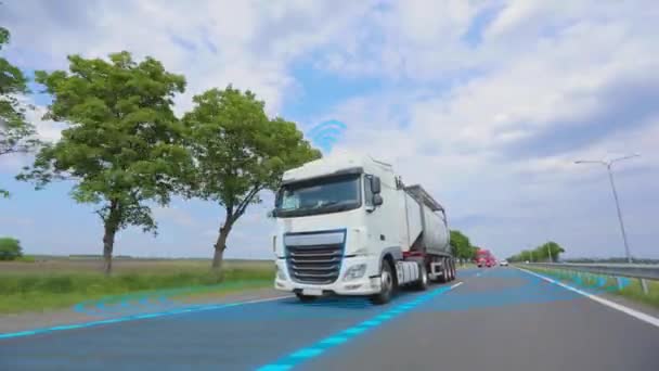 Lieferung Von Waren Mit Einem Smart Lkw Ein Intelligenter Lkw — Stockvideo