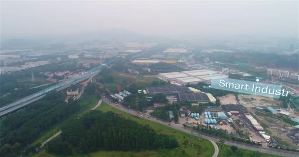 Inteligentny Widok Góry Napis Smart Factory Nad Dużą Nowoczesną Fabryką — Wideo stockowe