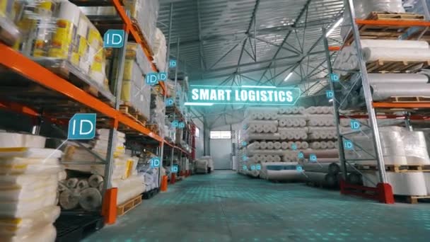 Smart Logistics Inscription Smart Logistics Infographics Visualization Smart Logistics Smart — Stockvideo