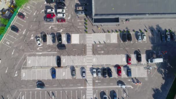 聪明的停车顶视图 商店停车场的智能停车场 停车概念 — 图库视频影像