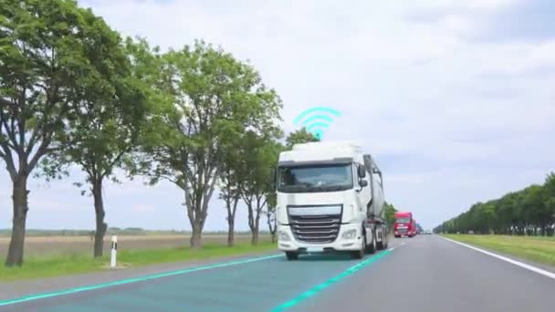Entrega Mercancías Con Camión Inteligente Camión Inteligente Entrega Mercancías Camión — Vídeos de Stock