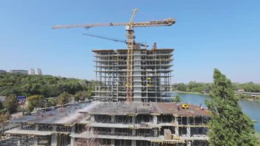 Visualization of smart construction. Smart construction site. A smart construction site