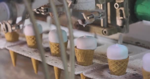 Ice Cream Conveyor Line Ice Cream Cone Conveyor Automated Ice — Stok video