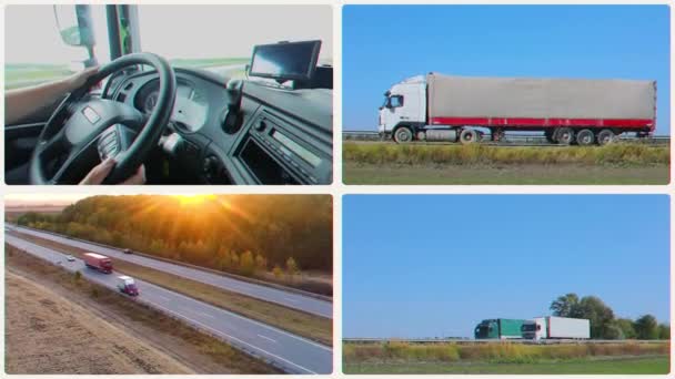Internationaler Güterverkehr Ladungstransport Multiscreen Internationale Logistik Multiscreen — Stockvideo