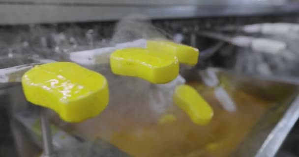 Ice Cream Dipped Container Fruit Glaze Colorful Bright Ice Cream — Vídeo de Stock