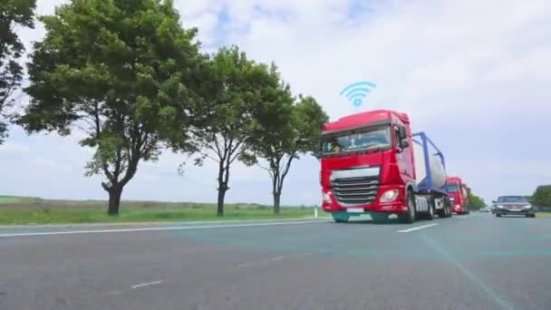 Lieferung Von Waren Mit Einem Smart Lkw Ein Intelligenter Lkw — Stockvideo