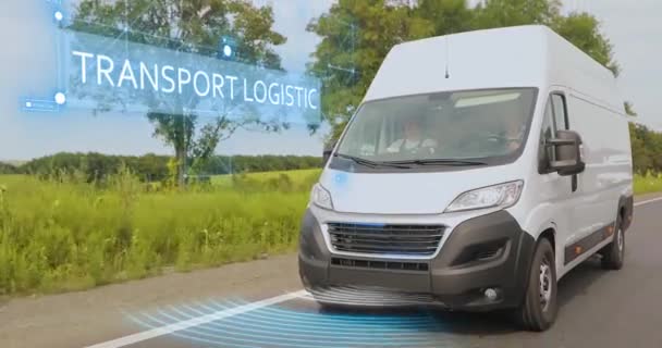 Dopravní Logistika Dopravní Logistika Minibusech Koncept Inteligentní Dopravní Logistiky Inteligentní — Stock video