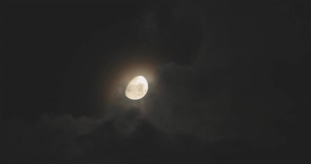 Heldere Maan Aan Nachtelijke Hemel Tegen Achtergrond Van Drijvende Wolken — Stockvideo