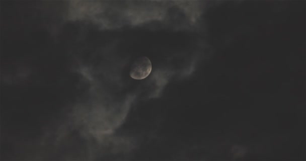 Luna Brillante Cielo Nocturno Sobre Fondo Nubes Flotantes Luna Llena — Vídeos de Stock