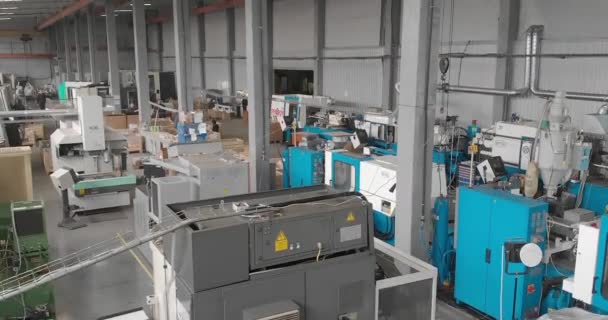 Injection Molding Thermoplastic Machine Shop Machines Production Plastic Parts — Stock Video