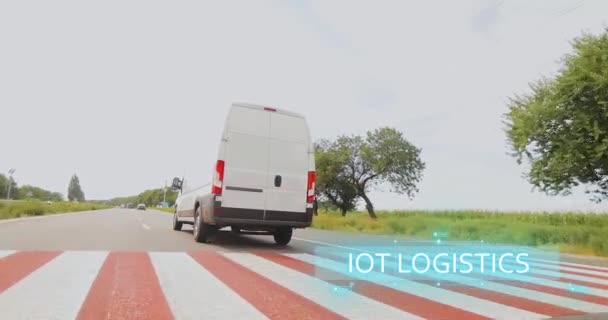 Iot Logistics Delivery Goods Using Iot Transport Concept Iot Transport — Stock Video