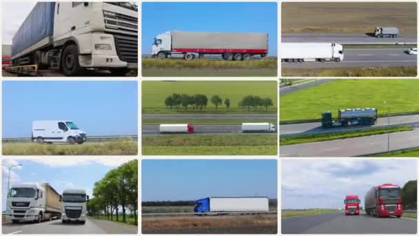 Internationaler Güterverkehr Ladungstransport Multiscreen Internationale Logistik Multiscreen — Stockvideo