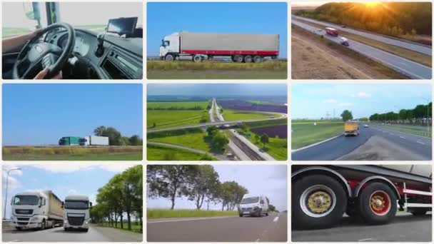 Mezinárodní Nákladní Doprava Nákladní Transportní Multiscreen Mezinárodní Logistická Multiscreen — Stock video