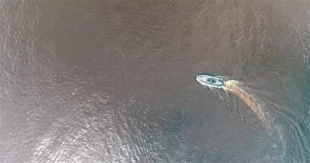 Una Lancha Motor Flota Río Vista Superior Barco Patrulla Río — Vídeos de Stock