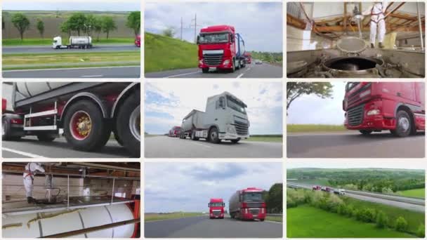 Transport Ładunków Płynnych Transport Towarów Czołgami Transport Cieczy Multiscreen Wieloekranowy — Wideo stockowe