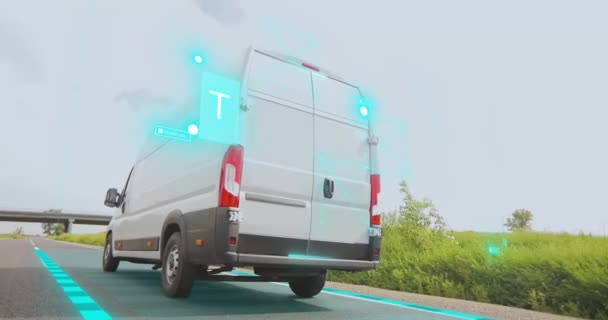 Dopravní Logistika Dopravní Logistika Minibusech Koncept Inteligentní Dopravní Logistiky Inteligentní — Stock video