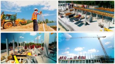 Akıllı inşaat çoklu ekran. İnşaatın çok ekran çerçevesi. Video açıcı inşaatı.