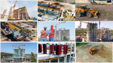 Akıllı inşaat çoklu ekran. İnşaatın çok ekran çerçevesi. Video açıcı inşaatı.