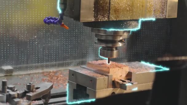 Обработка Металла Cnc Машине Создание Металлической Детали Станке Чпу Станок — стоковое видео