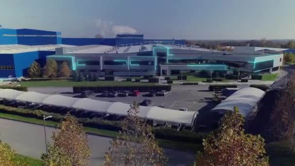 空気から近代的な工場 近代的な工場の概念 技術工場の航空ビュー 近代植物の可視化 — ストック動画