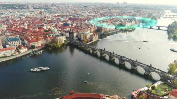 Eski Şehirdeki Bir Telekomünikasyon Kulesinden Internet Bağlantısının Görüntülenmesi Prag Internet — Stok video