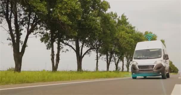 Logística Inteligente Entrega Rápida Con Logística Inteligente Minibús Blanco Con — Vídeos de Stock