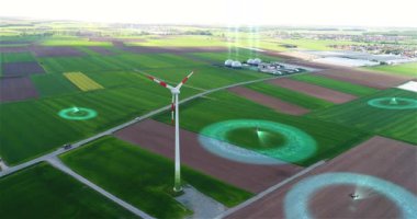 Tarımsal İHA 'lar arazi konsepti üzerinde uçuyor. Agro drone alanı tarıyor. Modern tarım insansız hava araçlarının sahada uçtuğunu hayal etmek. Tarlaları ilaçlayan bir tarım aracı..
