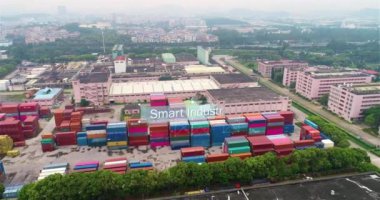 Akıllı sanayinin görselleştirilmesi. Akıllı endüstri konsepti. Akıllı endüstri yazıtları.