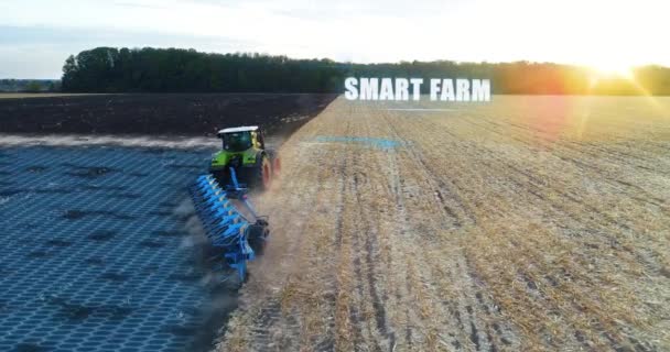 Smart Harvester Processes Field Smart Harvester Works Field Smart Farm — Stock Video