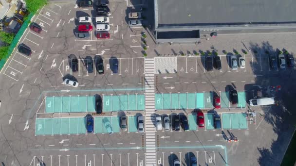 Smart Parkering Ovanifrån Smart Parkering Butiken Parkeringsplats Parkering Koncept — Stockvideo
