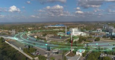 Bir baz istasyonu sinyal yayınlıyor. Kuleden sinyal iletiminin görselleştirilmesi.