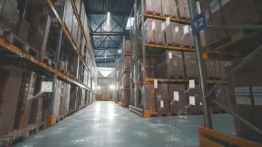 Modern warehouse concept. Large warehouse of a modern factory. Visualization of a modern warehouse. Artificial intelligence in a factory warehouse.