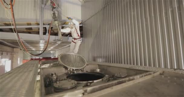 Operações Limpeza Caminhões Tanque Petroleiro Está Limpeza Química Limpeza Tanque — Vídeo de Stock