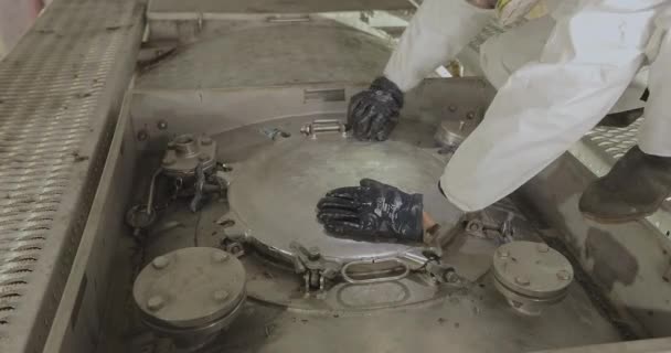 Operações Limpeza Caminhões Tanque Petroleiro Está Limpeza Química Limpeza Tanque — Vídeo de Stock