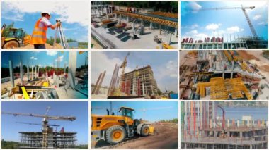 Akıllı inşaat çoklu ekran. İnşaatın çok ekran çerçevesi. Video açıcı inşaatı.