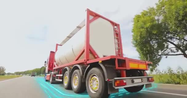 Liquid Cargo Driving Highway Commercial Transportation Liquid Cargo Smart Liquid — Stock Video