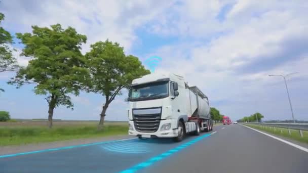 Delivery Goods Smart Truck Smart Truck Delivers Goods Smart Self — Stock Video