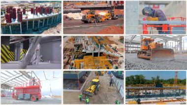 Akıllı inşaat çoklu ekran. İnşaatın çok ekran çerçevesi. Video açıcı inşaatı.