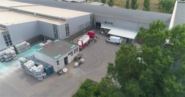 Kemisk Plante Antenne Udsigt Smart Kemisk Fabrik Tank Lastbil Det – Stock-video