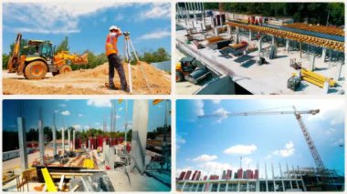 Akıllı inşaat çoklu ekran. İnşaatın çok ekran çerçevesi. Video açıcı inşaatı.