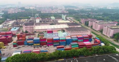 Smart logistics inscription. Smart logistics infographics. Visualization of smart logistics. Smart logistics concept.